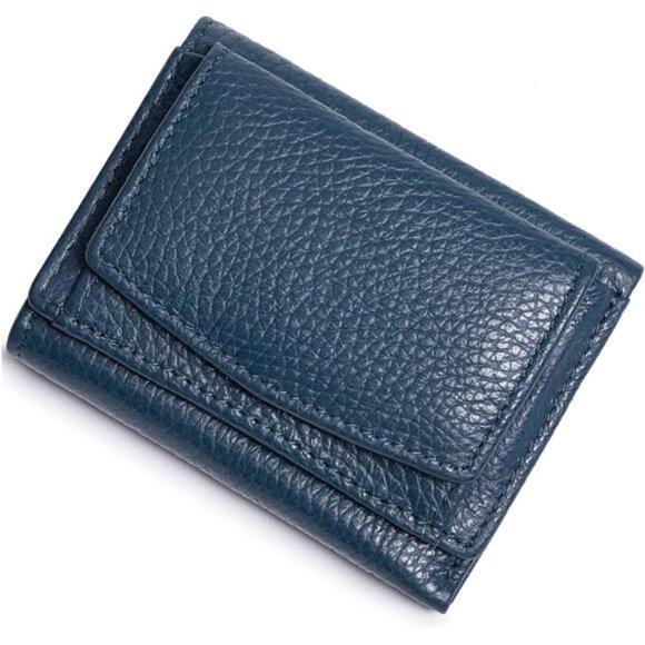 Small Wallet Women Genuine Leather Navy Blue